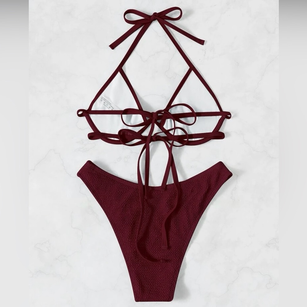 NWOT Dark Red String Bikini - Picture 2 of 9